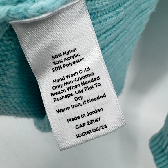 Talbots Sweater Womens Large Coastal Blue Cable Knit Mock Neck Button Detail - Picture 6 of 7